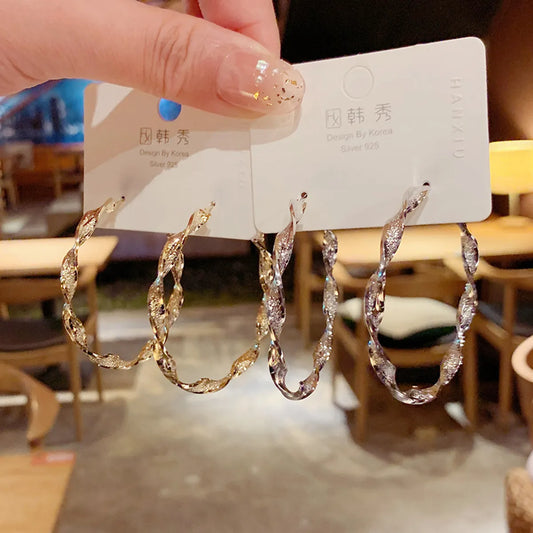 1 Pair Streetwear Waves Plating Alloy Hoop Earrings