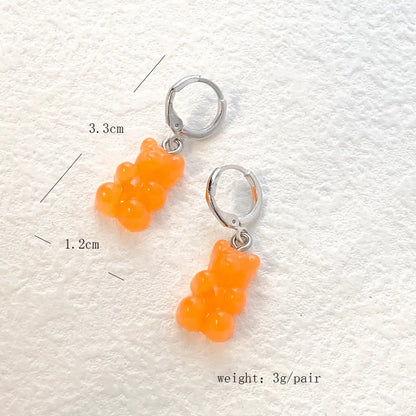 1 Pair Sweet Animal Bear Alloy Resin Plating Women's Drop Earrings