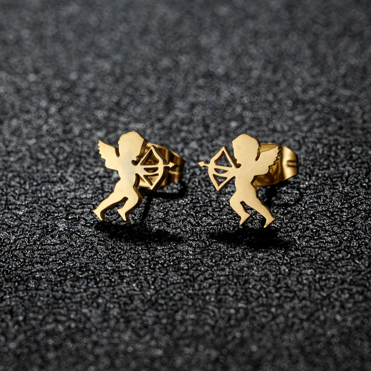 1 Pair Artistic Sweet Animal Polishing Plating Irregular 201 Stainless Steel 18K Gold Plated Ear Studs