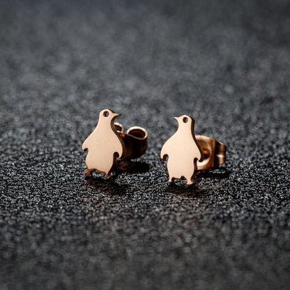 1 Pair Artistic Sweet Animal Polishing Plating Irregular 201 Stainless Steel 18K Gold Plated Ear Studs