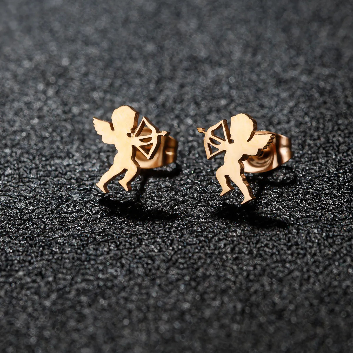 1 Pair Artistic Sweet Animal Polishing Plating Irregular 201 Stainless Steel 18K Gold Plated Ear Studs