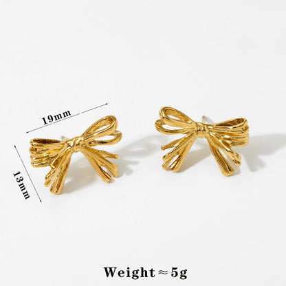 1 Pair Sweet Artistic Bow Knot 304 Stainless Steel 16K Gold Plated White Gold Plated Gold Plated Ear Studs