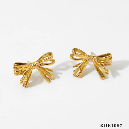 1 Pair Sweet Artistic Bow Knot 304 Stainless Steel 16K Gold Plated White Gold Plated Gold Plated Ear Studs