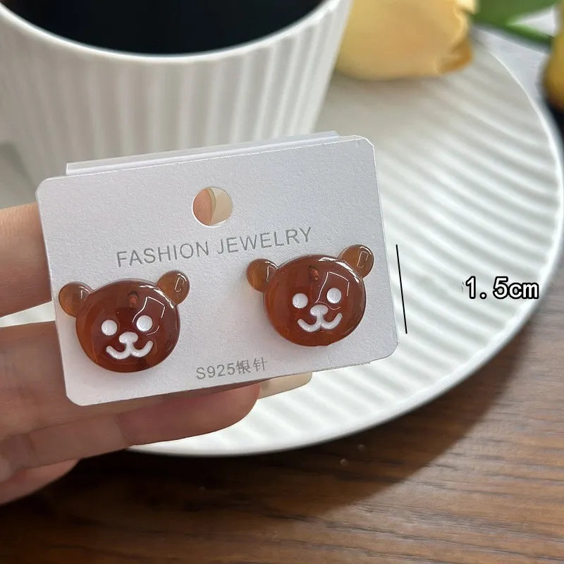 1 Pair Sweet Bear Resin Ear Studs