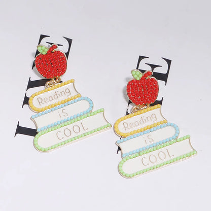 1 Pair Sweet Book Fruit Plating Alloy Gold Plated Drop Earrings