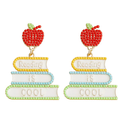 1 Pair Sweet Book Fruit Plating Alloy Gold Plated Drop Earrings