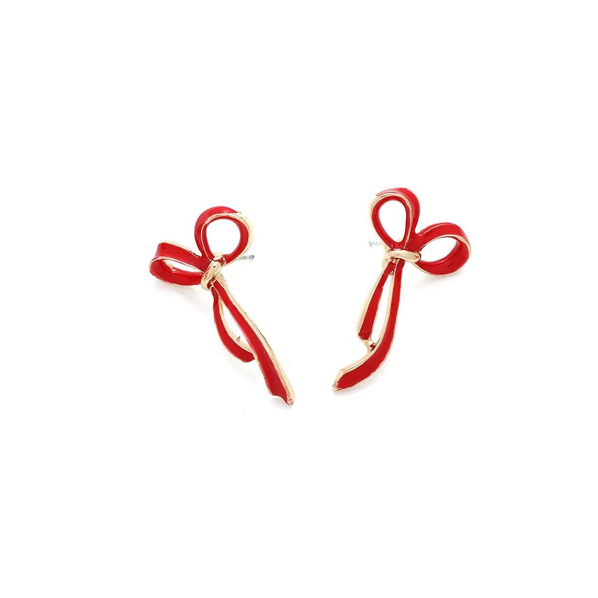 1 Pair Sweet Bow Knot Enamel Alloy Ear Studs