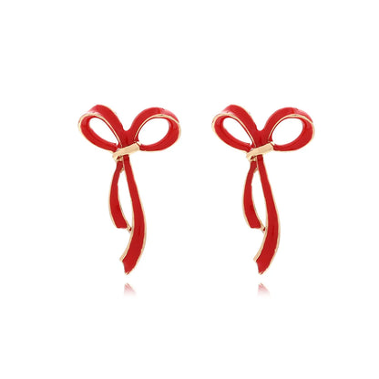 1 Pair Sweet Bow Knot Enamel Alloy Ear Studs