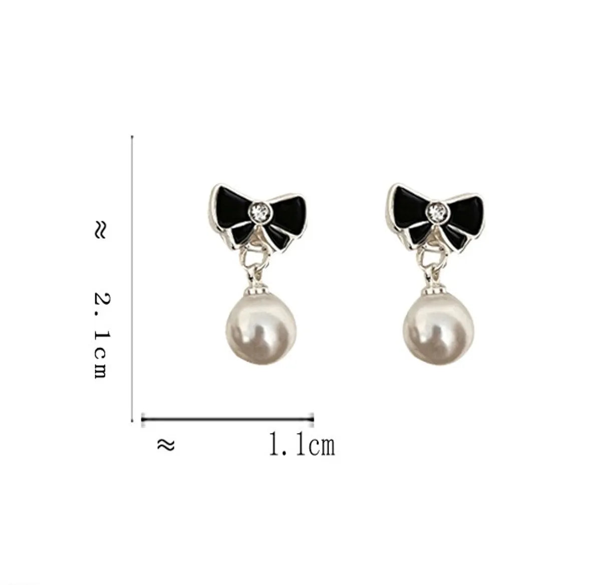 1 Pair Sweet Bow Knot Enamel Imitation Pearl Alloy Drop Earrings