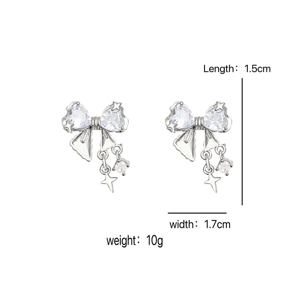 1 Pair Sweet Bow Knot Inlay Alloy Rhinestones Drop Earrings