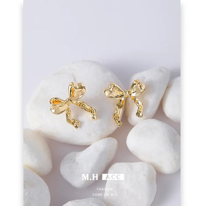 1 Pair Sweet Bow Knot Plating Alloy Ear Studs