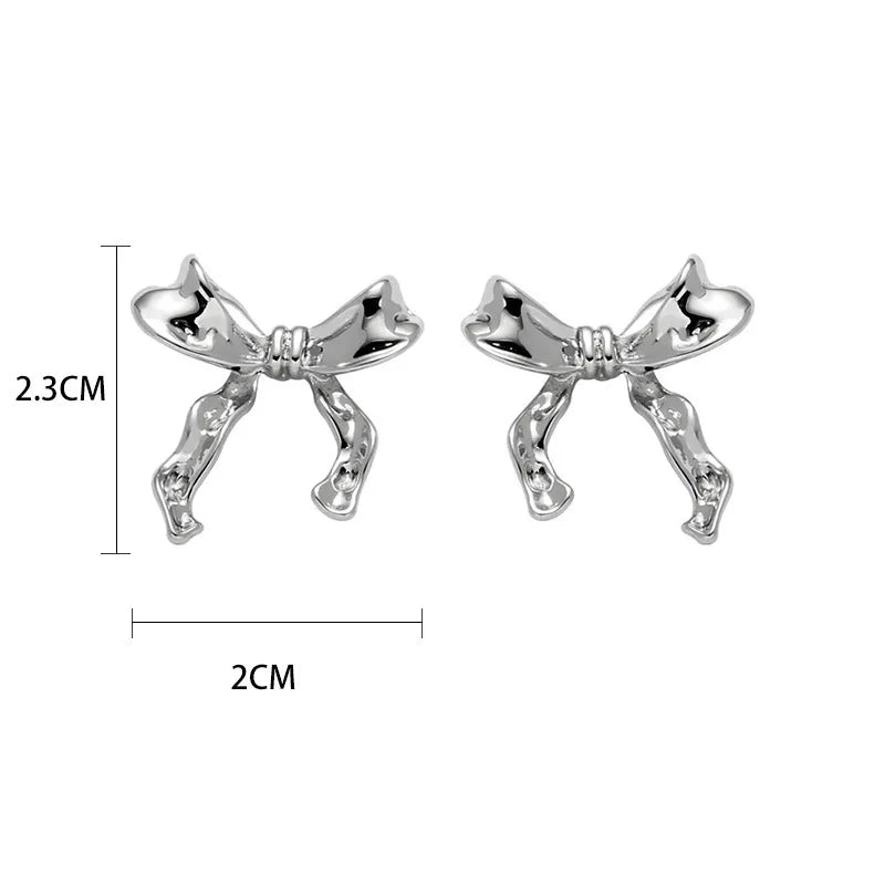 1 Pair Sweet Bow Knot Plating Alloy Ear Studs