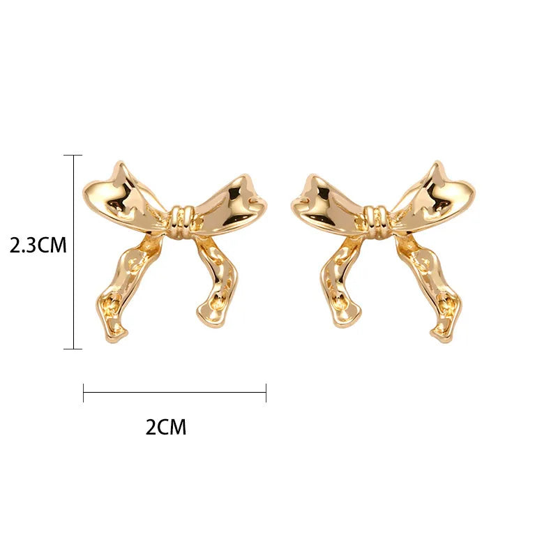 1 Pair Sweet Bow Knot Plating Alloy Ear Studs