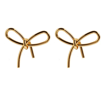 1 Pair Sweet Bow Knot Plating Brass 18K Gold Plated Ear Studs