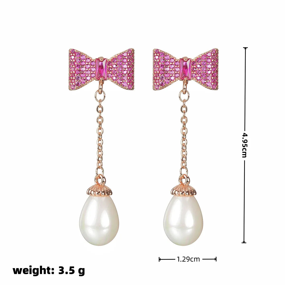 1 Pair Sweet Bow Knot Plating Gem Brass Artificial Gemstones Zircon Rose Gold Plated White Gold Plated Drop Earrings