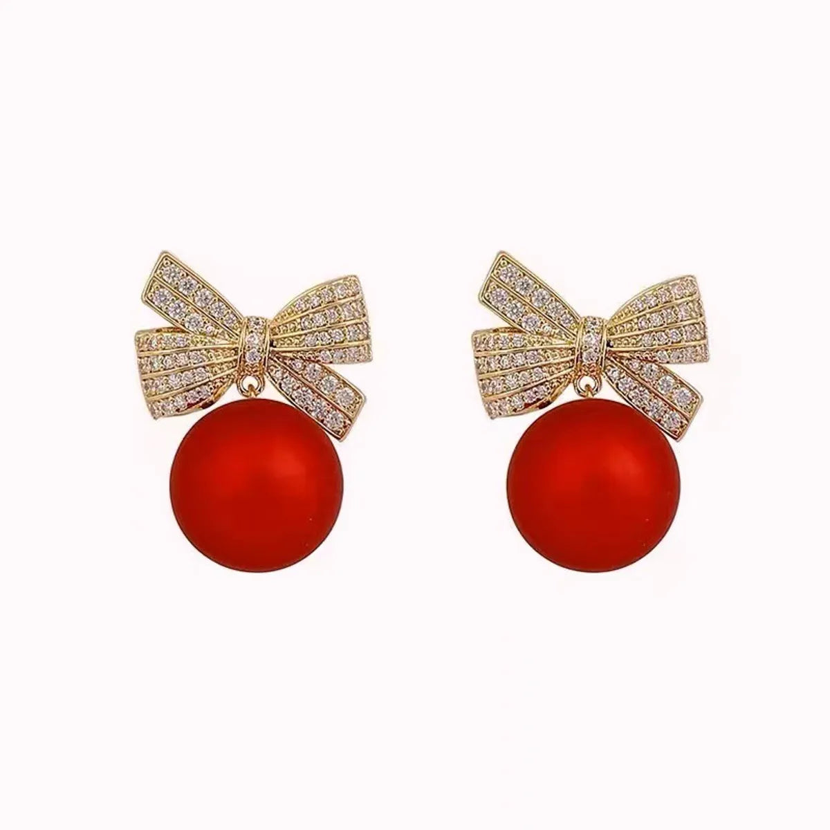 1 Pair Sweet Bow Knot Plating Inlay Alloy Zircon Drop Earrings