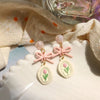 1 Pair Sweet Bow Knot Stoving Varnish Alloy Drop Earrings