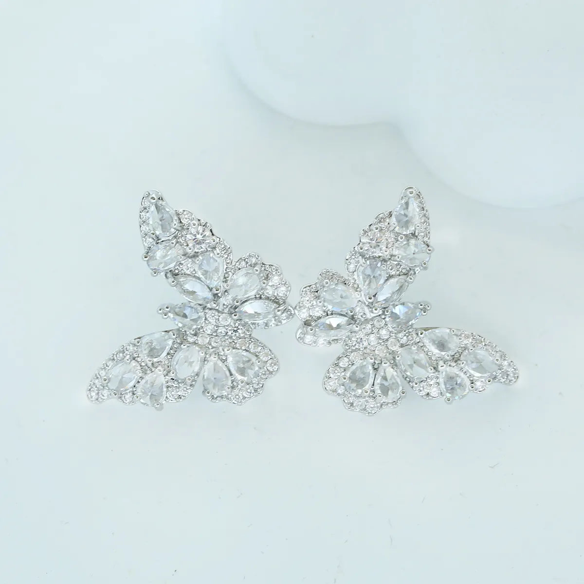 1 Pair Sweet Butterfly Inlay Copper Zircon Ear Studs