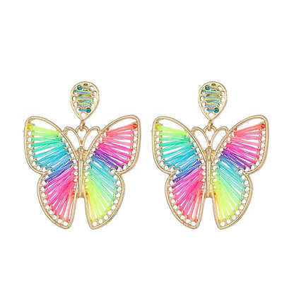 1 Pair Sweet Butterfly Braid Metal Drop Earrings