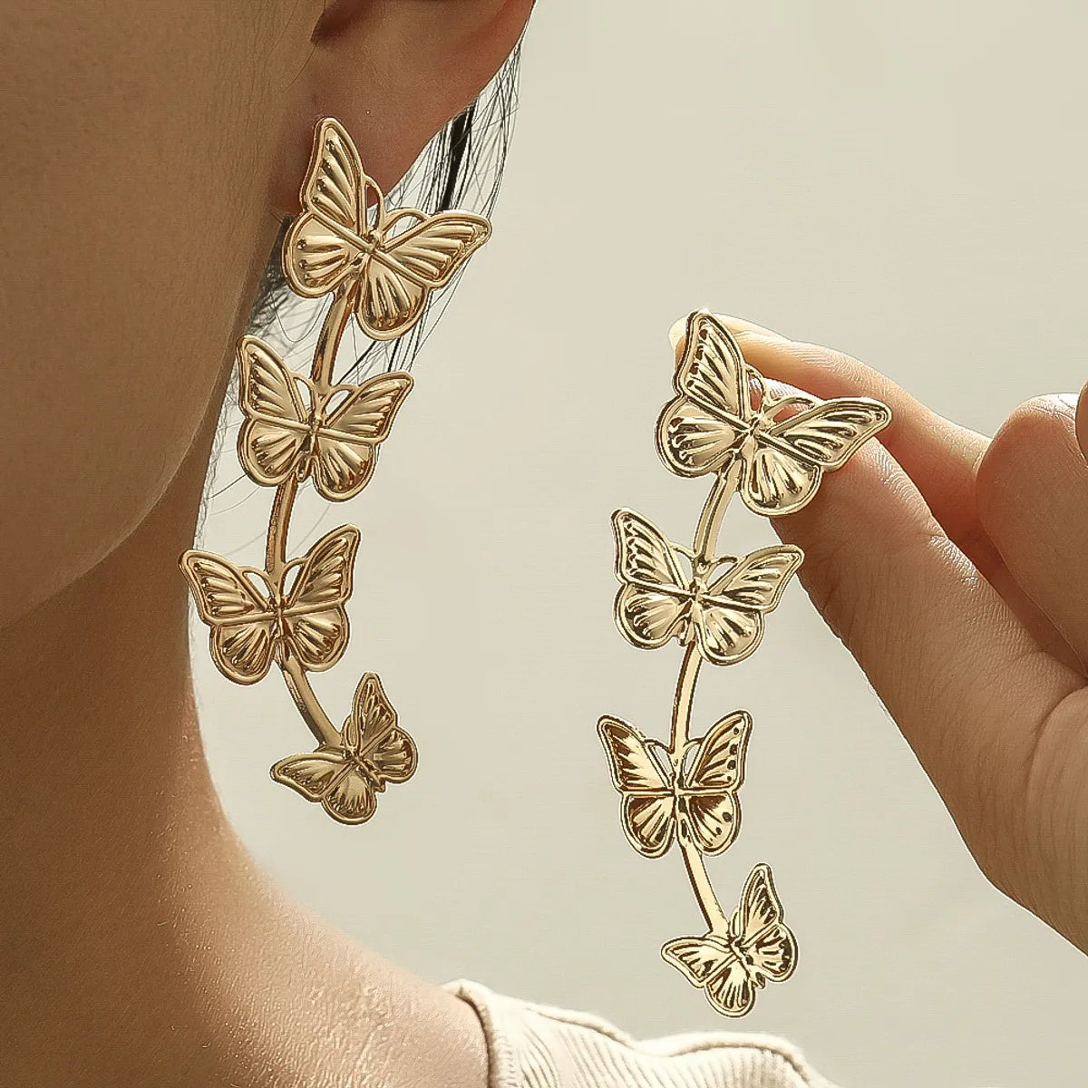 1 Pair Sweet Butterfly Plating Alloy Drop Earrings