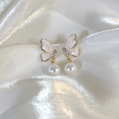 1 Pair Sweet Butterfly Plating Alloy White Gold Plated Gold Plated Drop Earrings