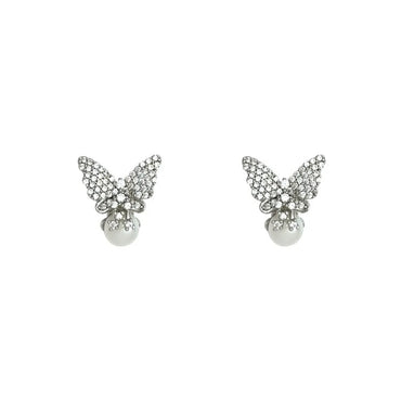 1 Pair Sweet Butterfly Plating Inlay Copper Freshwater Pearl Ear Studs