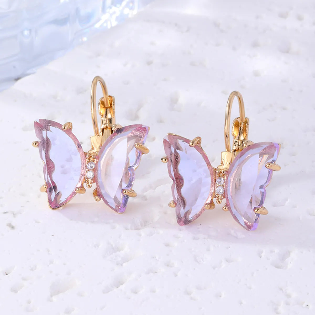 1 Pair Sweet Butterfly Plating Inlay Copper Zircon Gold Plated Earrings