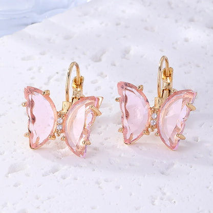 1 Pair Sweet Butterfly Plating Inlay Copper Zircon Gold Plated Earrings