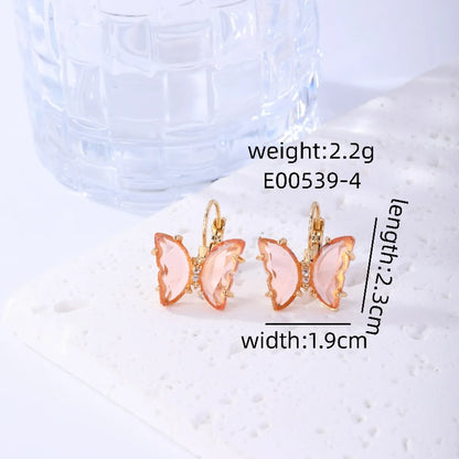 1 Pair Sweet Butterfly Plating Inlay Copper Zircon Gold Plated Earrings