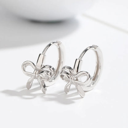 1 Pair Sweet Butterfly Plating Sterling Silver Hoop Earrings