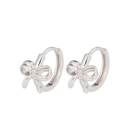 1 Pair Sweet Butterfly Plating Sterling Silver Hoop Earrings