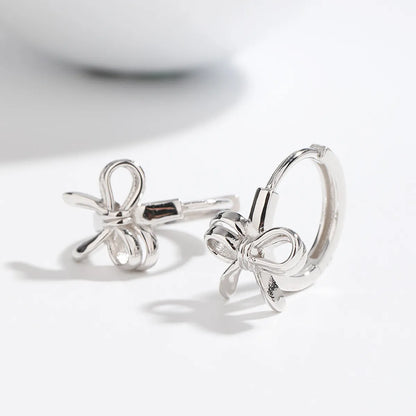 1 Pair Sweet Butterfly Plating Sterling Silver Hoop Earrings