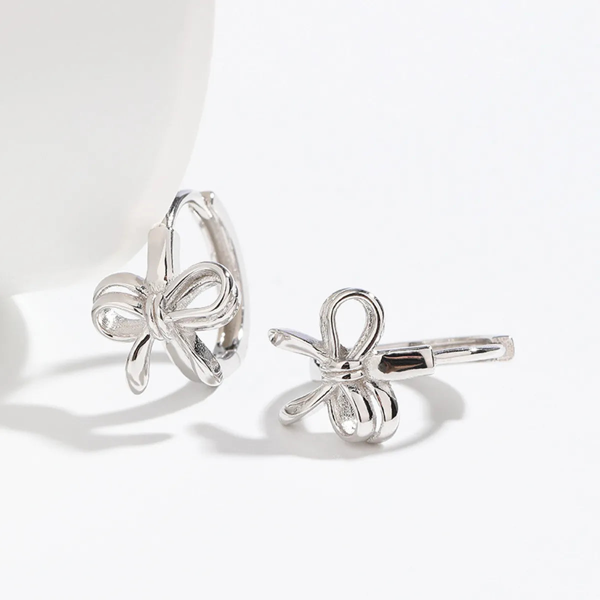 1 Pair Sweet Butterfly Plating Sterling Silver Hoop Earrings