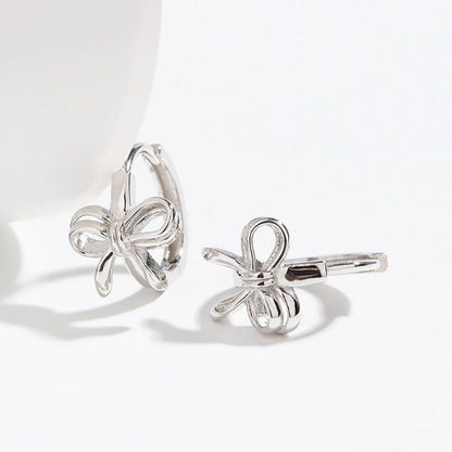 1 Pair Sweet Butterfly Plating Sterling Silver Hoop Earrings