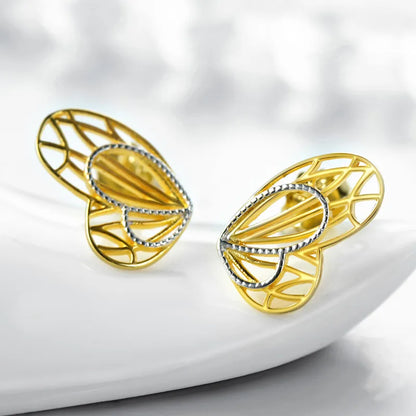 1 Pair Sweet Butterfly Sterling Silver Plating Hollow Out 14k Gold Plated Silver Plated Ear Studs