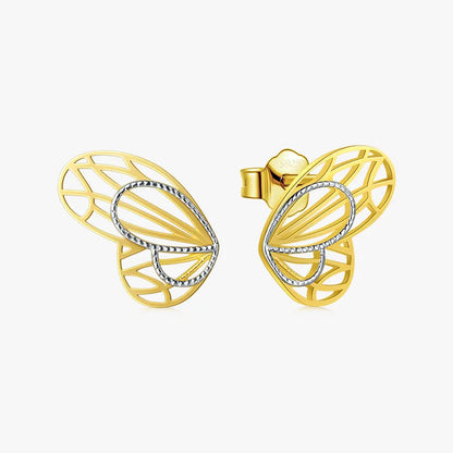 1 Pair Sweet Butterfly Sterling Silver Plating Hollow Out 14k Gold Plated Silver Plated Ear Studs