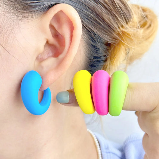 1 Pair Sweet C Shape Geometric Arylic Ear Studs