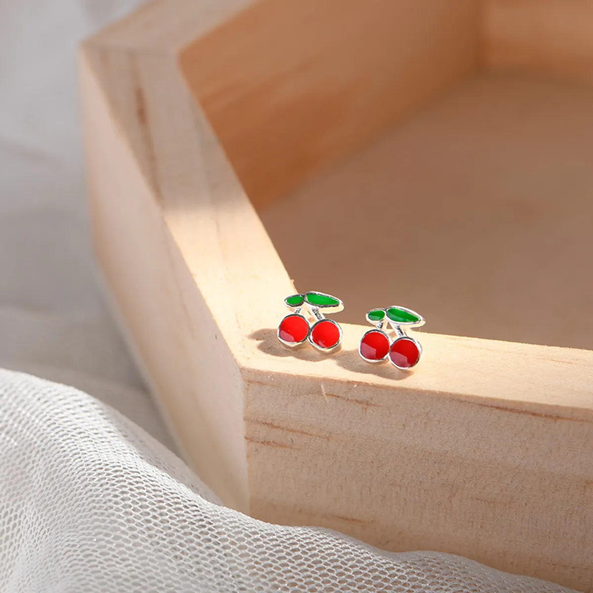 1 Pair Sweet Cherry Copper Enamel Ear Studs