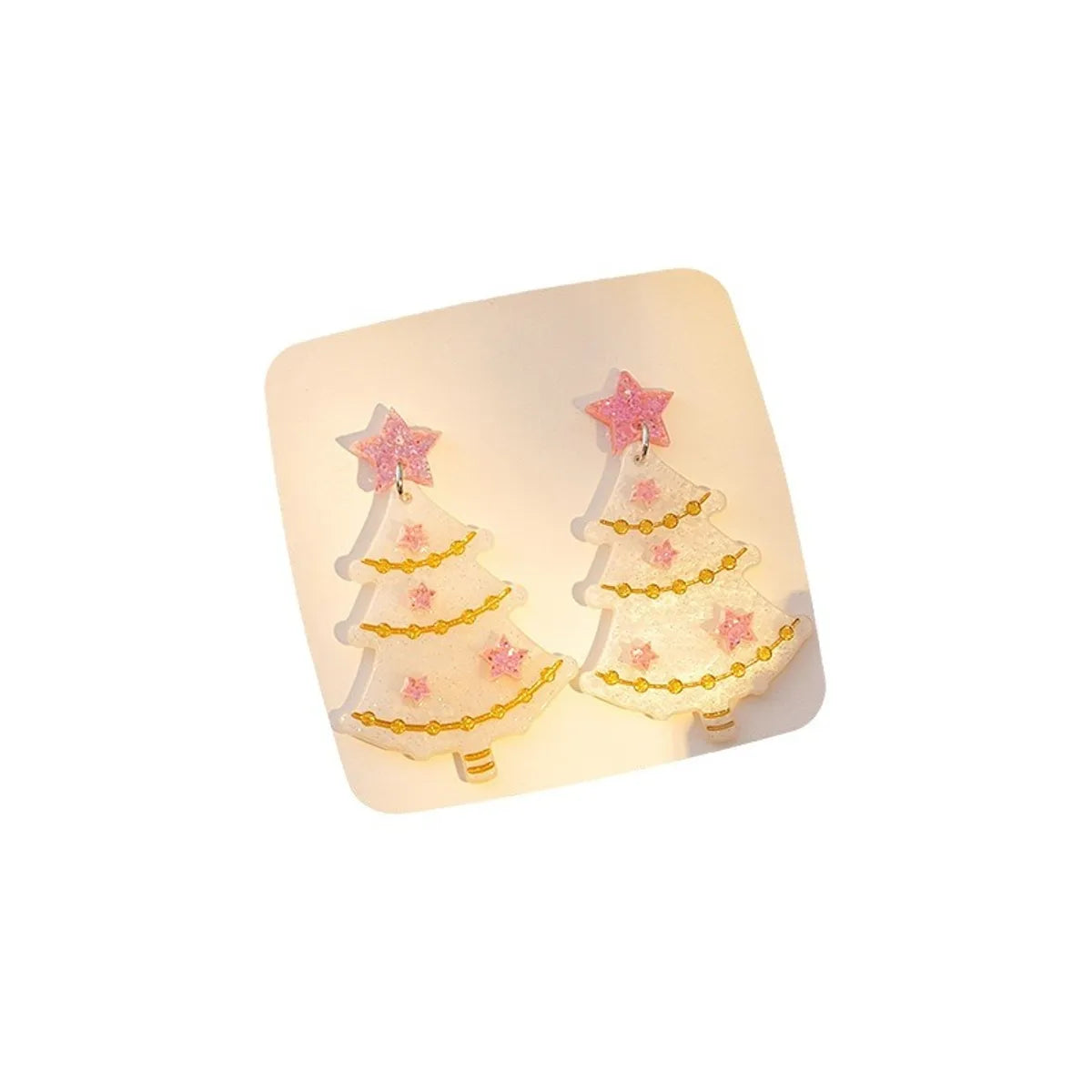 1 Pair Sweet Christmas Tree Plating Plastic Drop Earrings