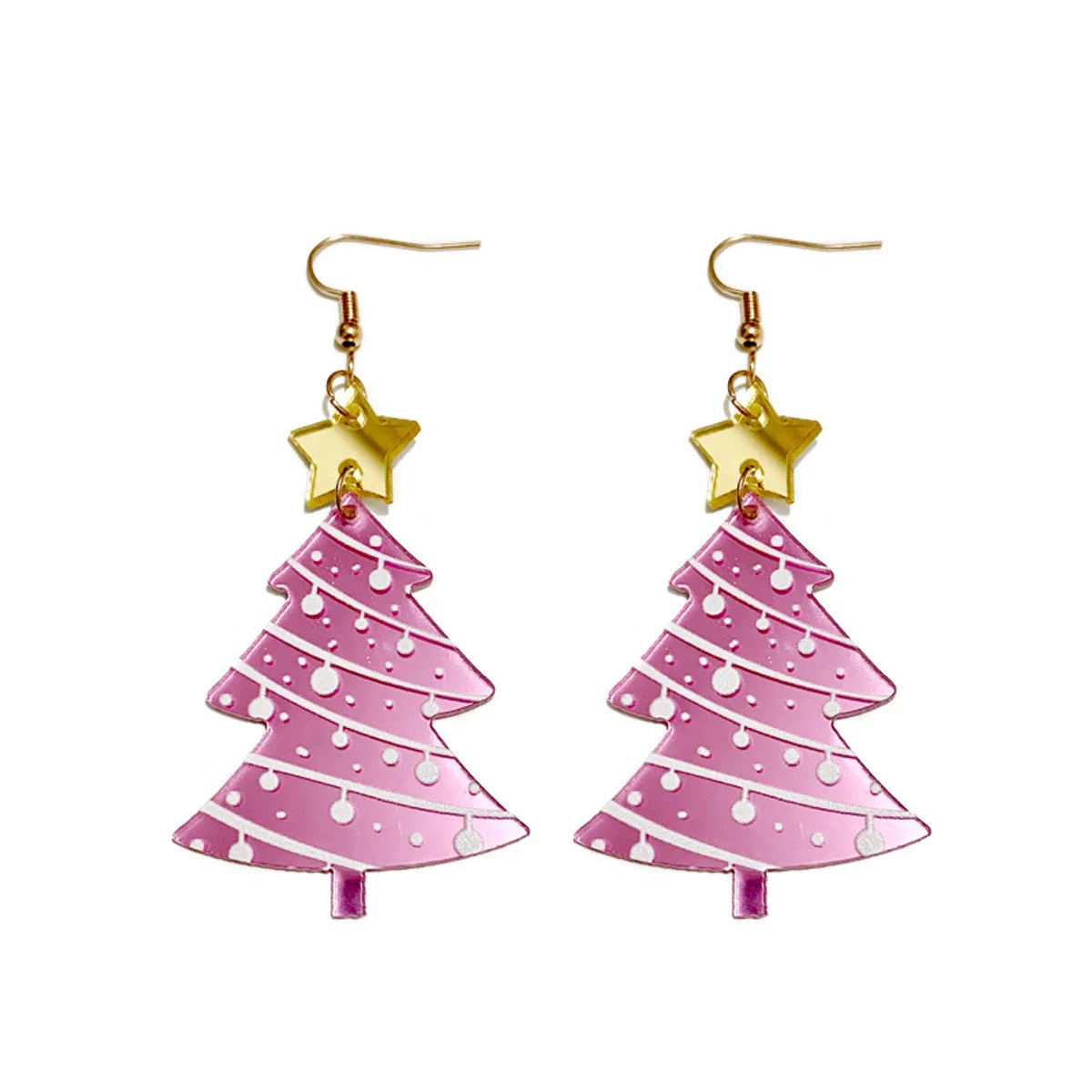 1 Pair Sweet Christmas Tree Star Arylic Iron Drop Earrings