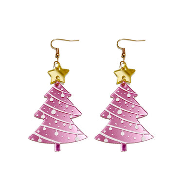 1 Pair Sweet Christmas Tree Star Arylic Iron Drop Earrings