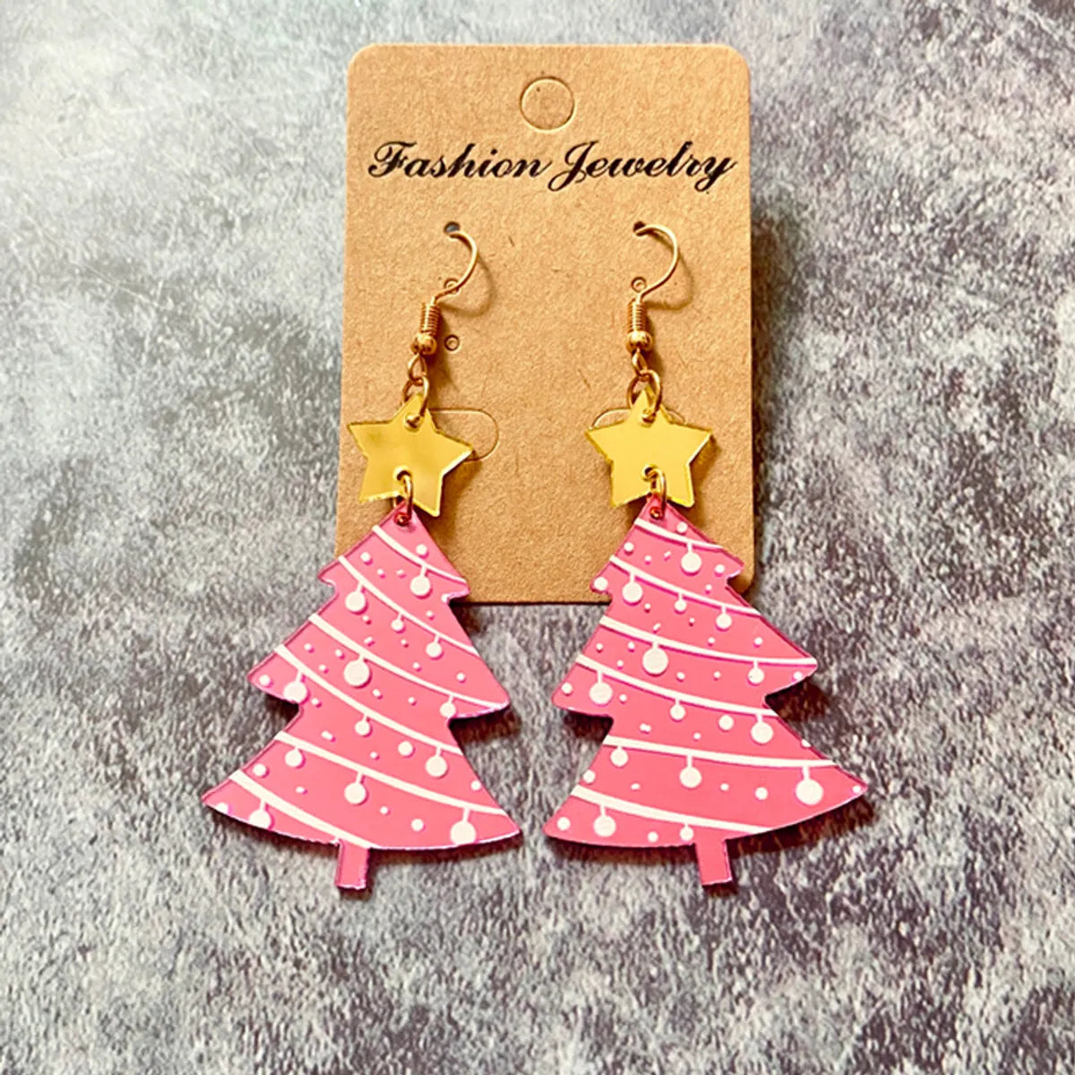 1 Pair Sweet Christmas Tree Star Arylic Iron Drop Earrings