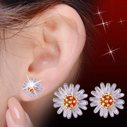 1 Pair Sweet Chrysanthemum Daisy Copper Patchwork Plating Gold Plated Silver Plated Ear Studs