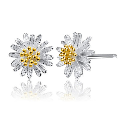 1 Pair Sweet Chrysanthemum Daisy Copper Patchwork Plating Gold Plated Silver Plated Ear Studs