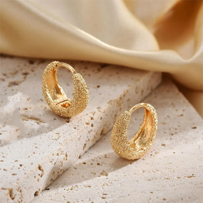 1 Pair Sweet Circle Plating Copper 18k Gold Plated Hoop Earrings