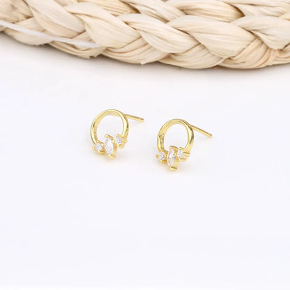 1 Pair Sweet Circle Sterling Silver Ear Studs