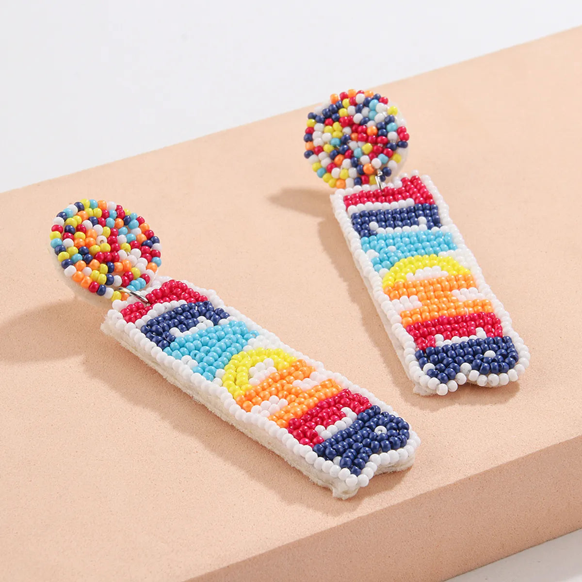 1 Pair Sweet Classic Style Artistic Letter Colorful Cloth Seed Bead Drop Earrings