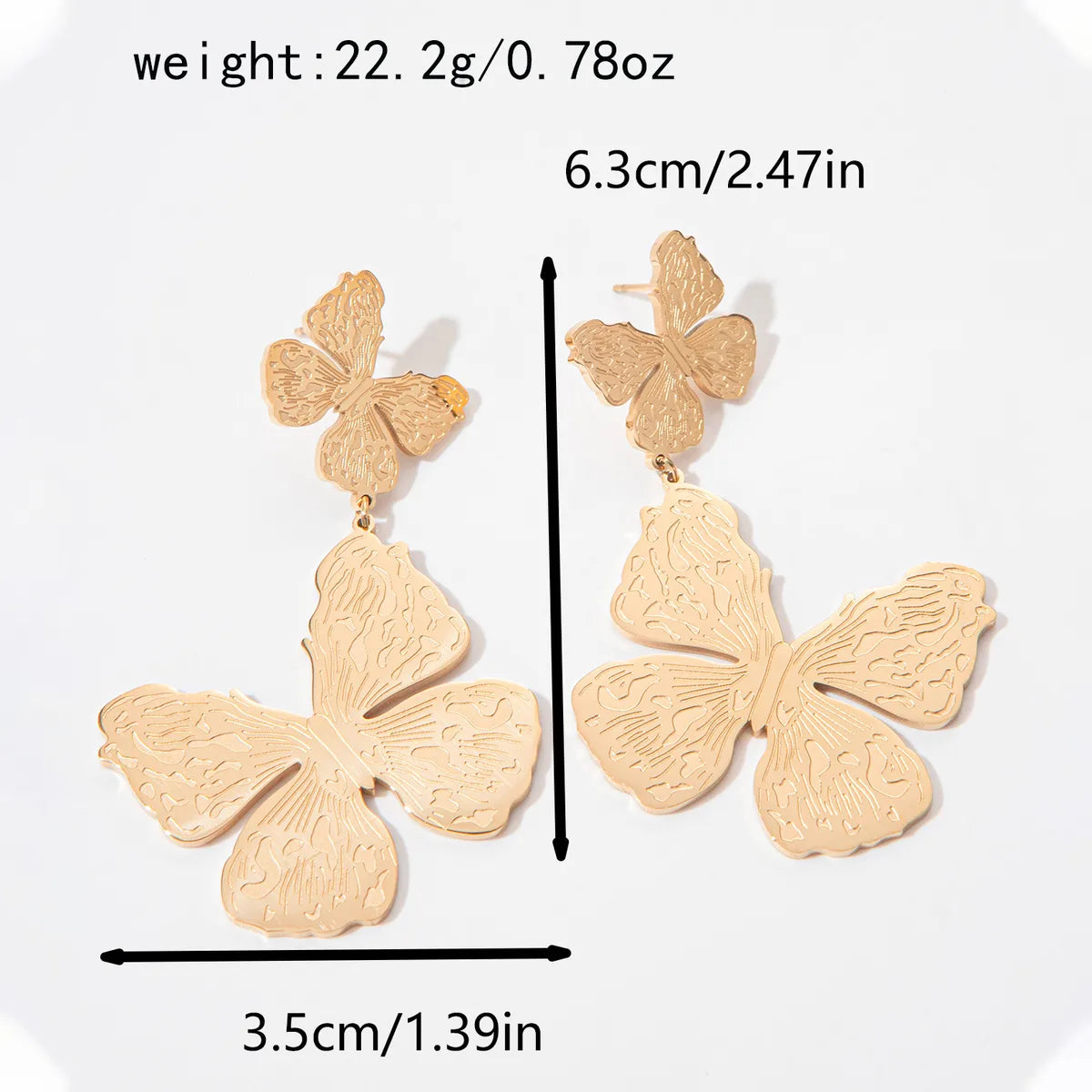 1 Pair Sweet Classic Style Butterfly Plating 304 Stainless Steel 14K Gold Plated Drop Earrings