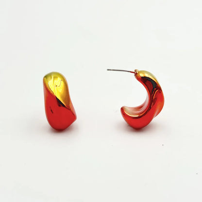 1 Pair Sweet Classic Style C Shape Water Droplets Plating Arylic Ear Studs