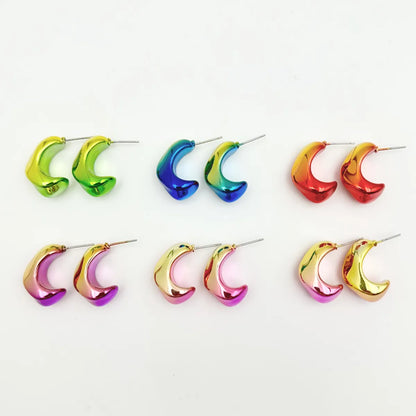 1 Pair Sweet Classic Style C Shape Water Droplets Plating Arylic Ear Studs